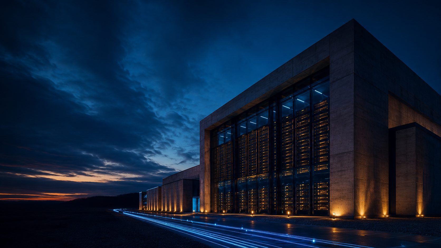 Data center at dusk